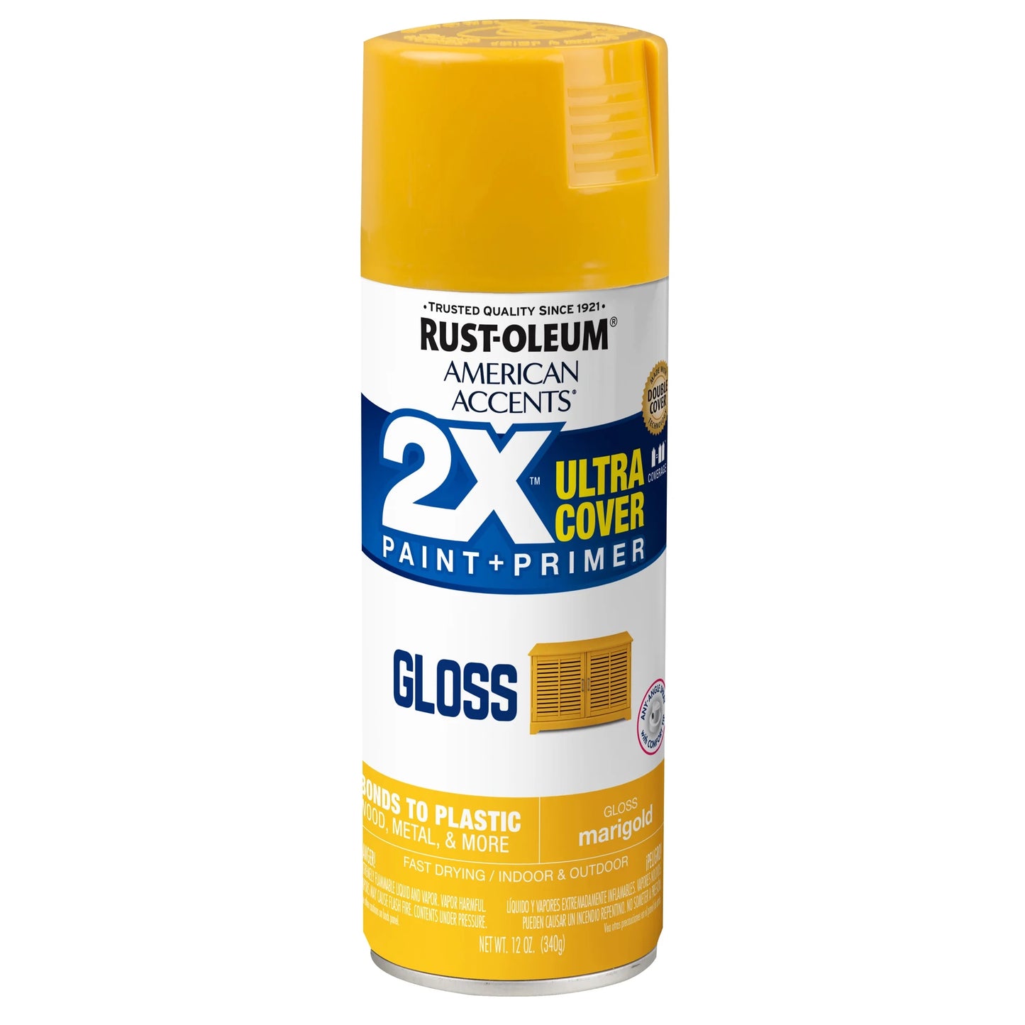 6 Pack, Marigold  American Accents 2X Ultra Cover Gloss Spray Paint-327896, 12 Oz