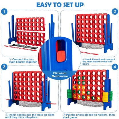 4-To-Score Giant Game Set 4-In-A-Row Connect Game with Storage Net for Kids & Adult