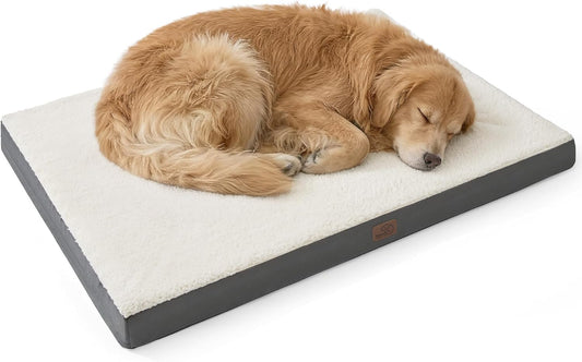 Bedsure Large Dog Bed for Large Dogs up to 75Lbs - Big Orthopedic Dog Beds with Removable Washable Cover, Egg Crate Foam Pet Bed Mat, Grey