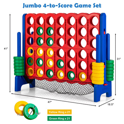 4-To-Score Giant Game Set 4-In-A-Row Connect Game with Storage Net for Kids & Adult