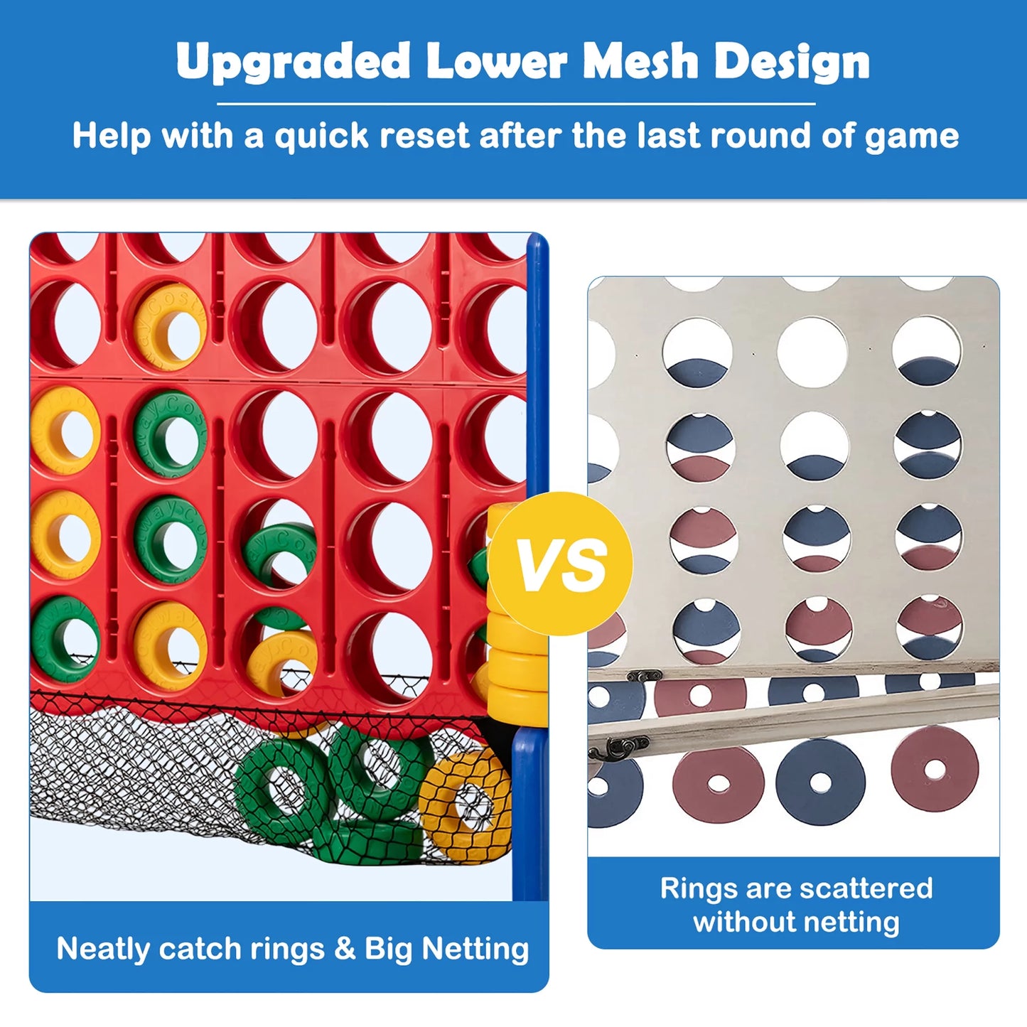 4-To-Score Giant Game Set 4-In-A-Row Connect Game with Storage Net for Kids & Adult