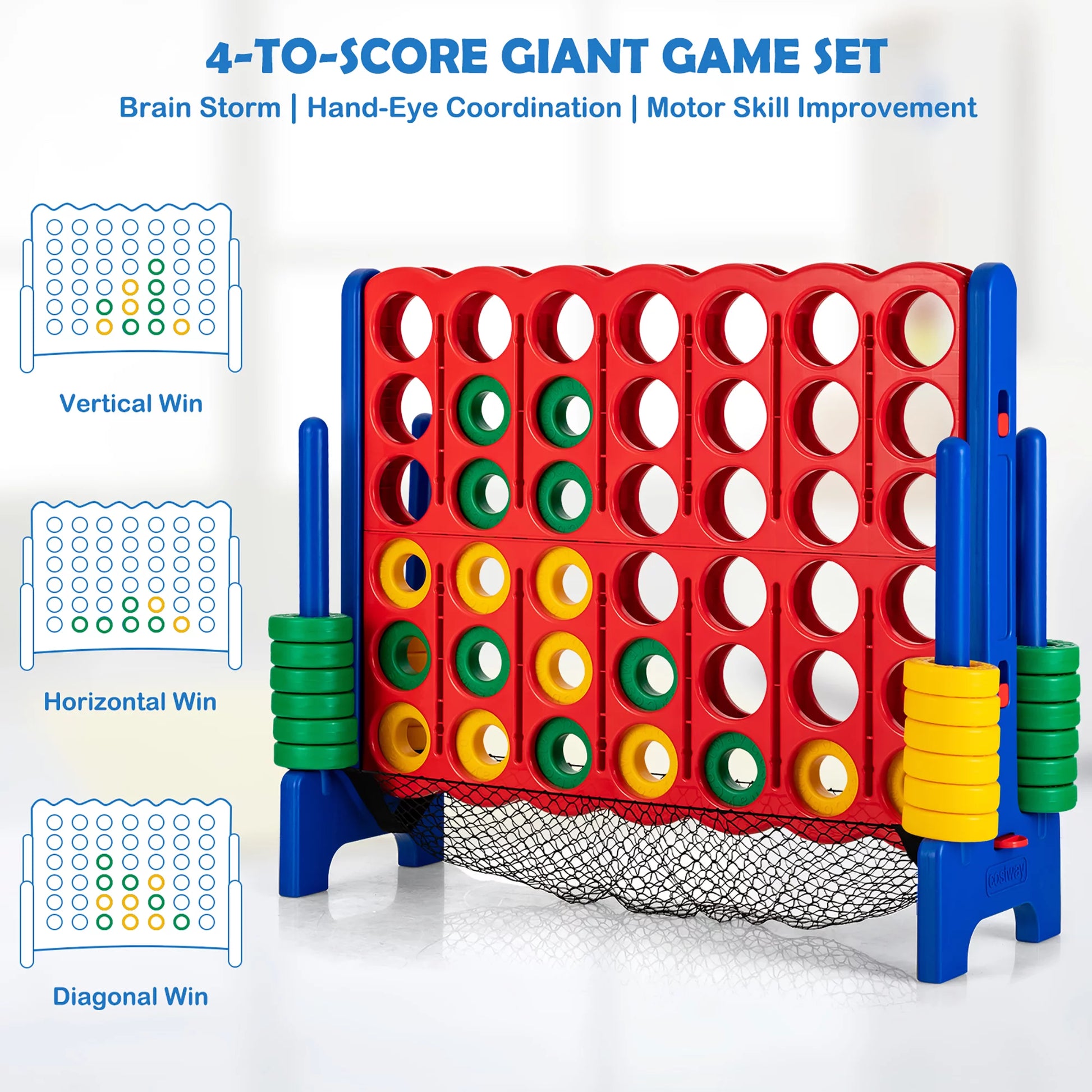 4-To-Score Giant Game Set 4-In-A-Row Connect Game with Storage Net for Kids & Adult