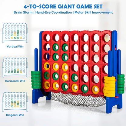 4-To-Score Giant Game Set 4-In-A-Row Connect Game with Storage Net for Kids & Adult
